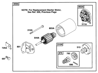 Electric Starter 1 Diagram and Parts List for 195431-2234-XX  Briggs and Stratton Engine